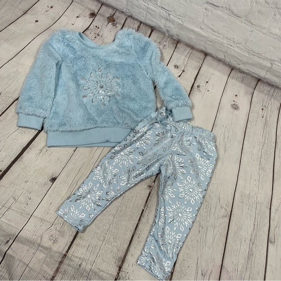 btween Blue Snowflake Top And Leggings Set Size 12m - Picture 2 of 7